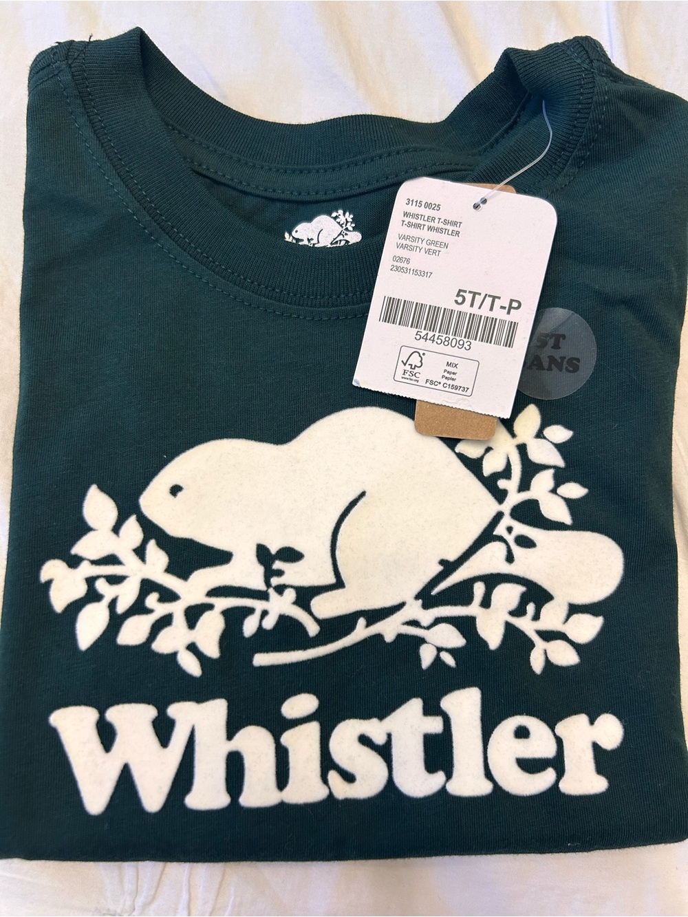 Roots Whistler Original Kids Green Logo T-Shirt